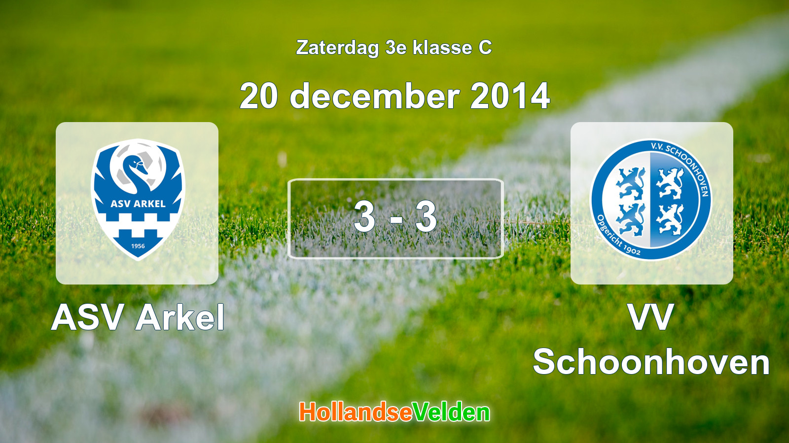 Gespeelde wedstrijd: ASV Arkel - VV Schoonhoven 3 - 3 (20 december 2014)