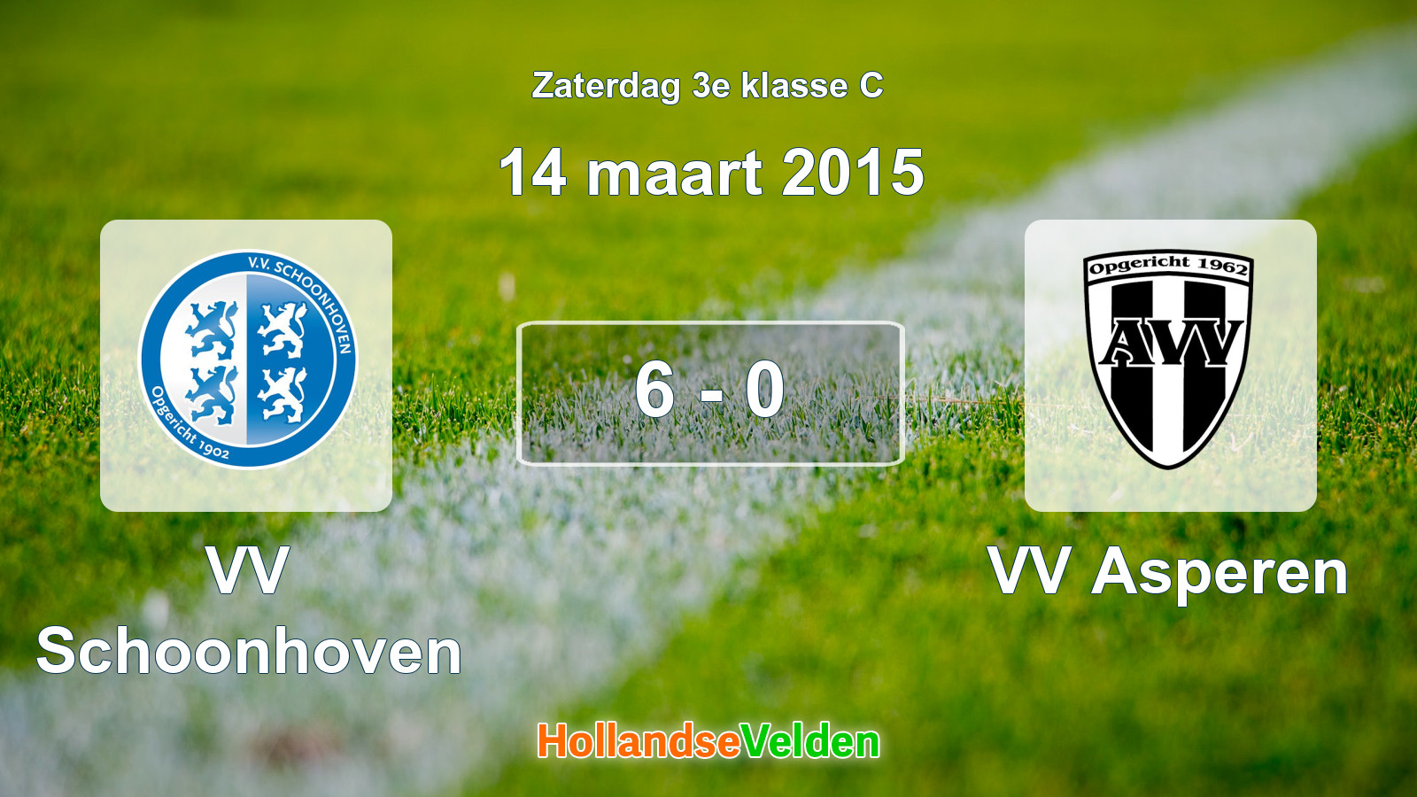 Gespeelde wedstrijd: VV Schoonhoven - VV Asperen 6 - 0 (14 maart 2015)