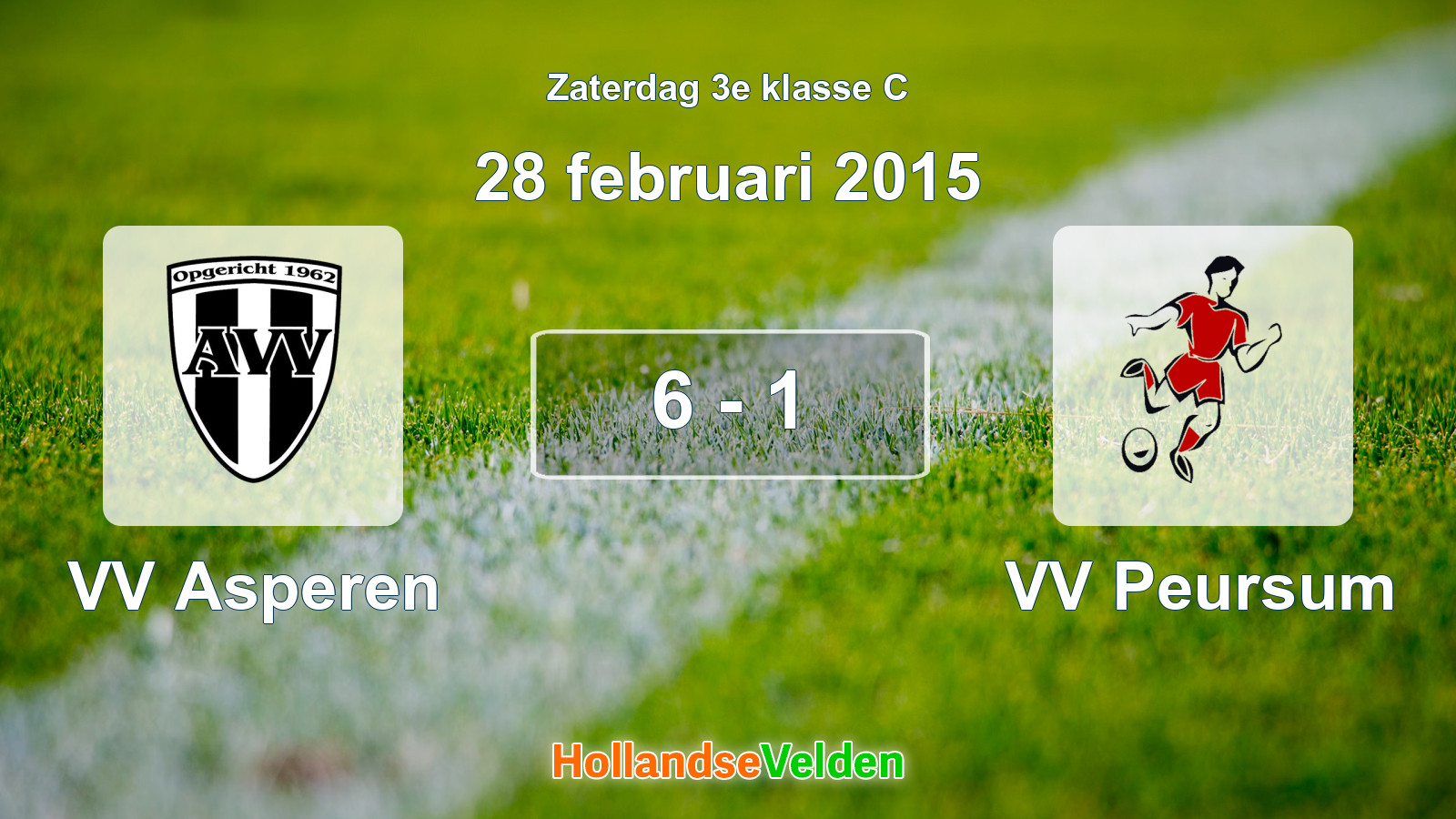 Gespeelde wedstrijd: VV Asperen - VV Peursum 6 - 1 (28 februari 2015)