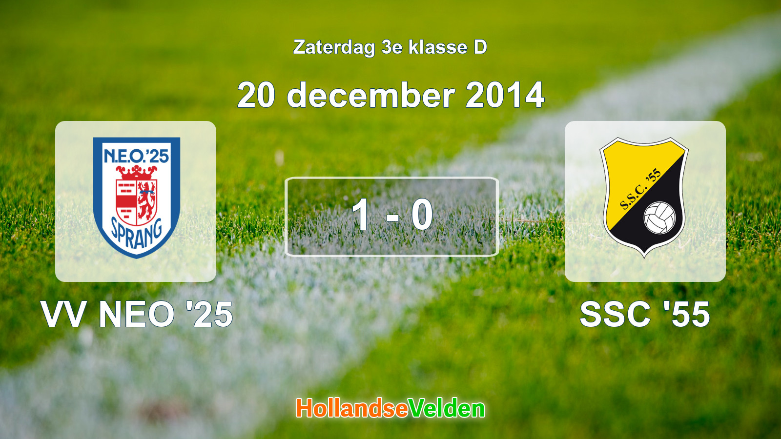 Gespeelde wedstrijd: VV NEO '25 - SSC '55 1 - 0 (20 december 2014)