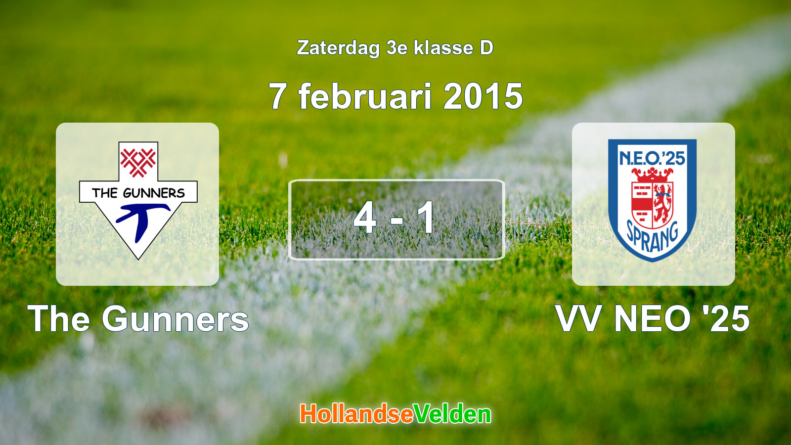 Gespeelde wedstrijd: The Gunners - VV NEO '25 4 - 1 (7 februari 2015)