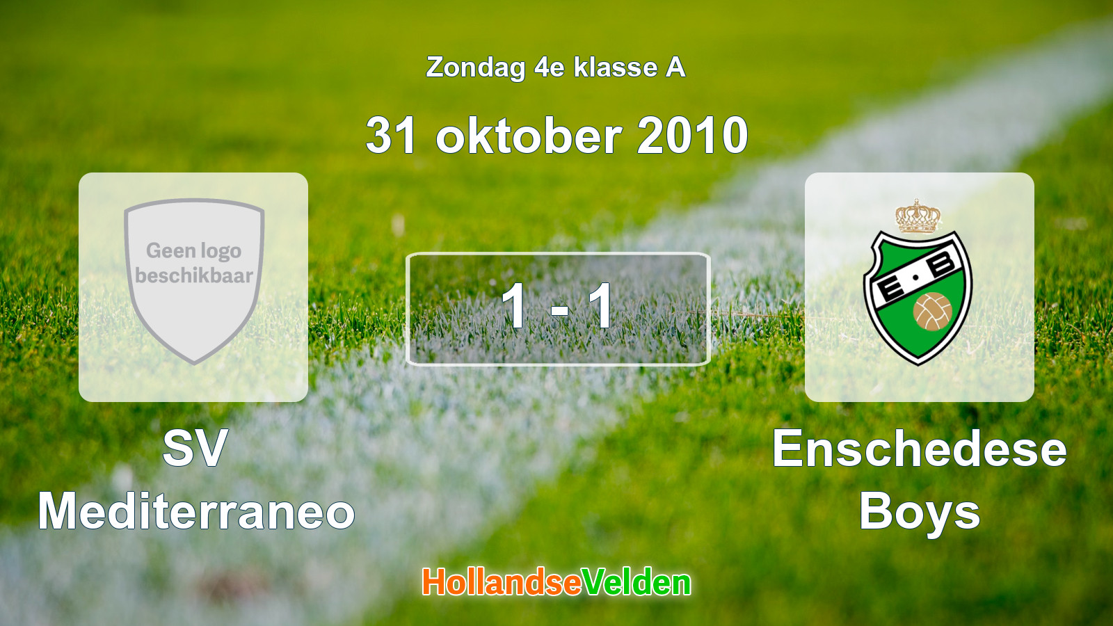 Gespeelde wedstrijd: SV Mediterraneo - Enschedese Boys 1 - 1 (31 oktober 2010)