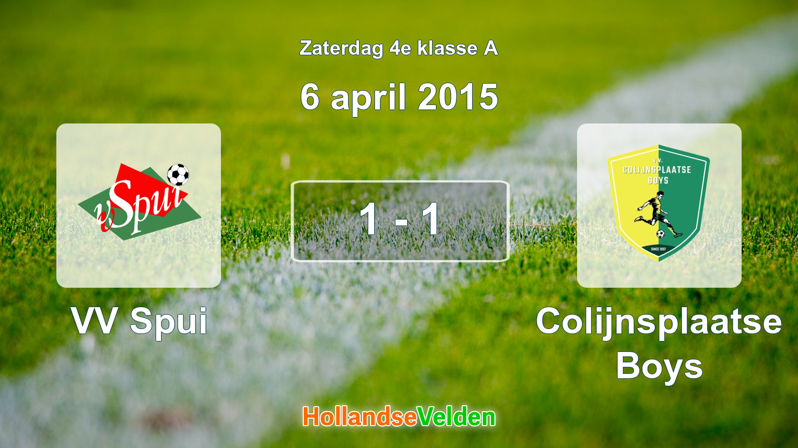 Gespeelde wedstrijd: VV Spui - Colijnsplaatse Boys 1 - 1 (6 april 2015)