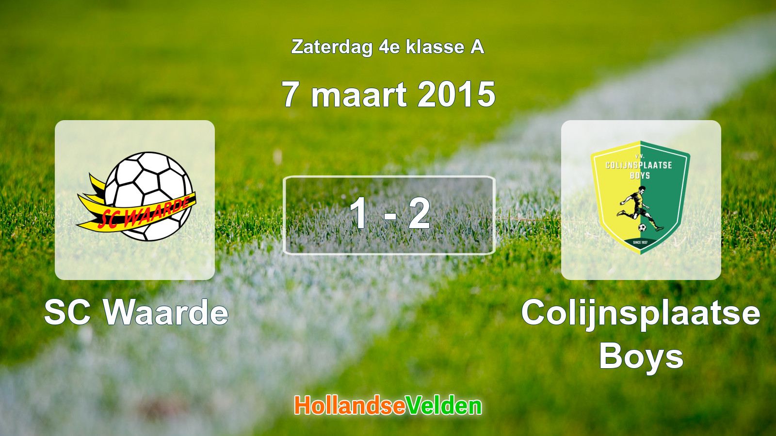 Gespeelde wedstrijd: SC Waarde - Colijnsplaatse Boys 1 - 2 (7 maart 2015)