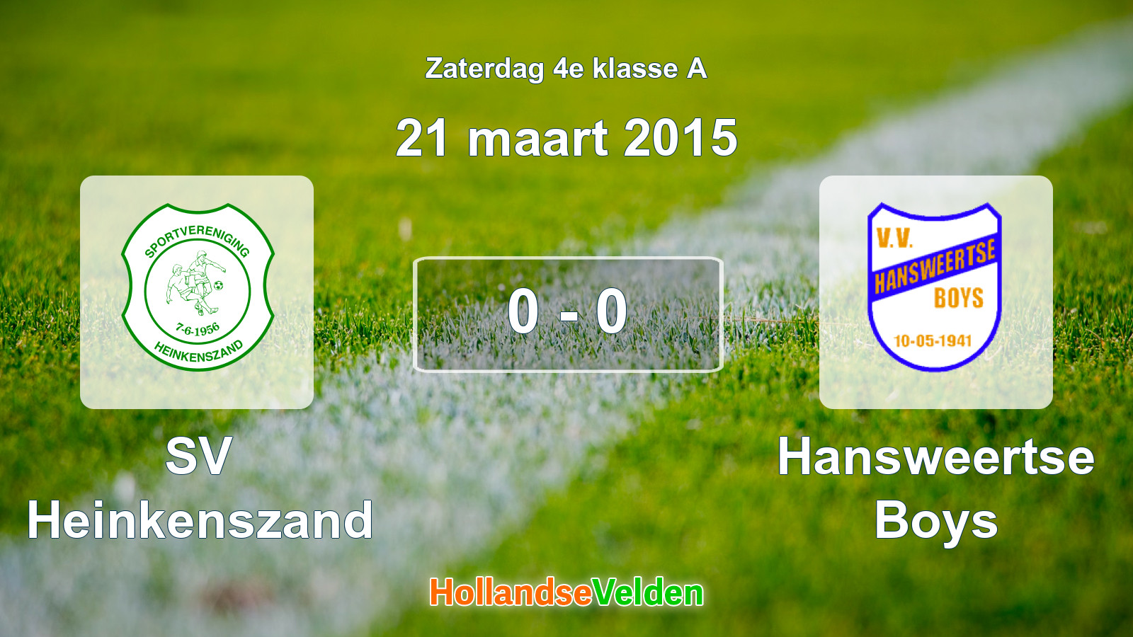 Gespeelde wedstrijd: SV Heinkenszand - Hansweertse Boys 0 - 0 (21 maart 2015)