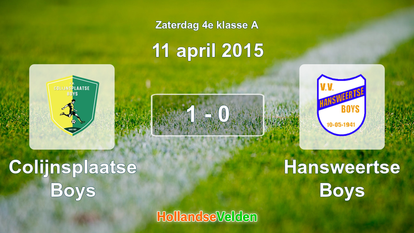 Gespeelde wedstrijd: Colijnsplaatse Boys - Hansweertse Boys 1 - 0 (11 april 2015)