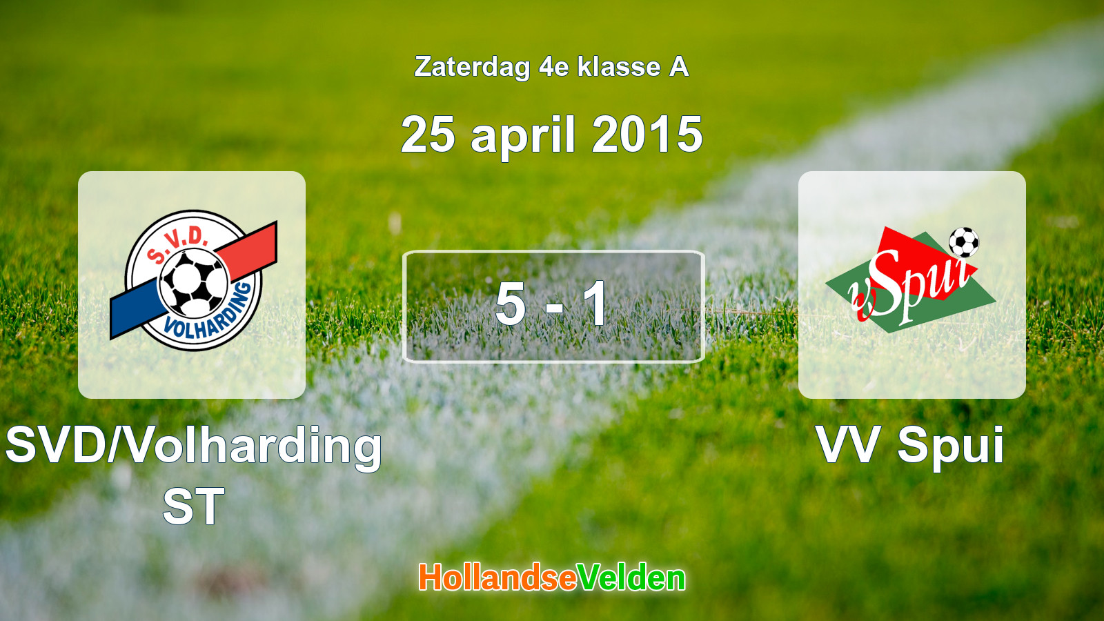 Gespeelde wedstrijd: SVD/Volharding ST - VV Spui 5 - 1 (25 april 2015)