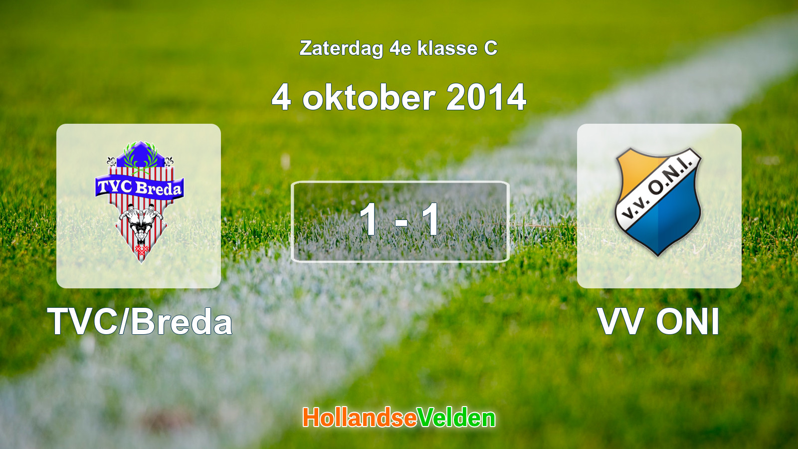 Gespeelde wedstrijd: TVC/Breda - VV ONI 1 - 1 (4 oktober 2014)