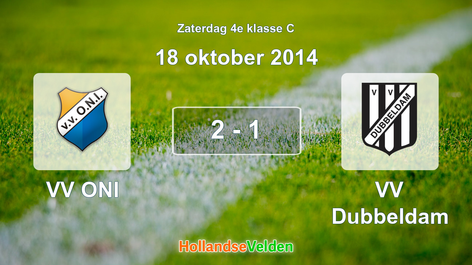 Gespeelde wedstrijd: VV ONI - VV Dubbeldam 2 - 1 (18 oktober 2014)
