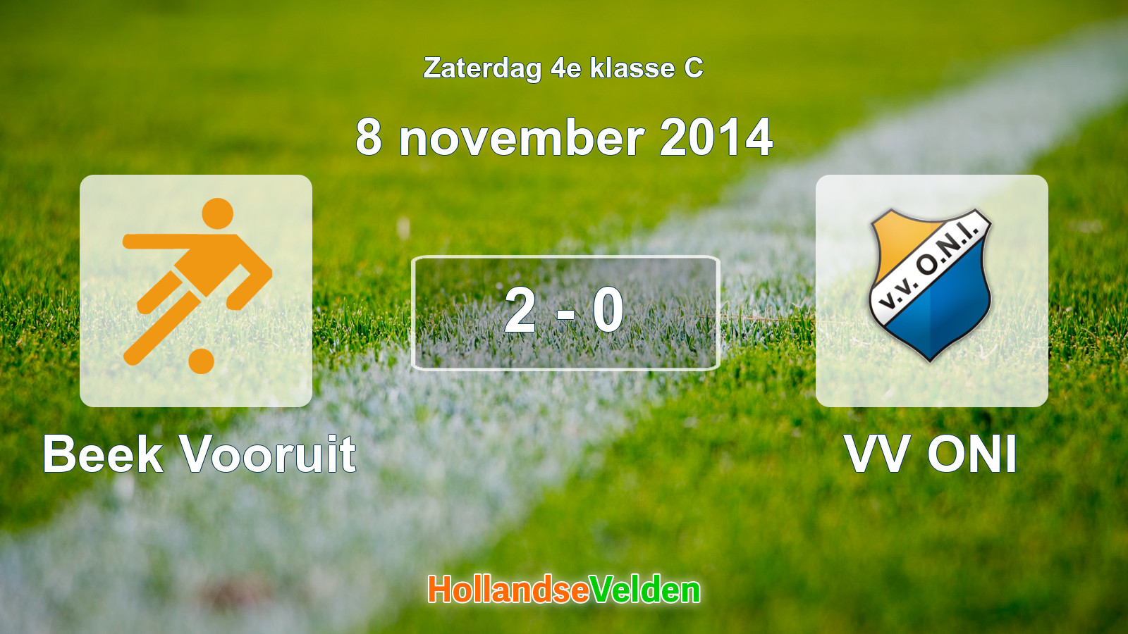 Gespeelde wedstrijd: Beek Vooruit - VV ONI 2 - 0 (8 november 2014)