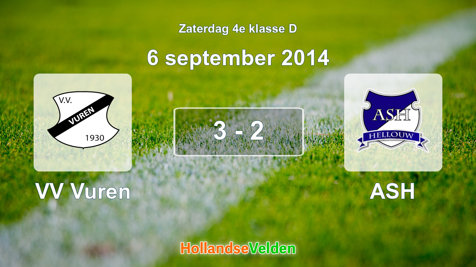 Gespeelde wedstrijd: VV Vuren - ASH 3 - 2 (6 september 2014)