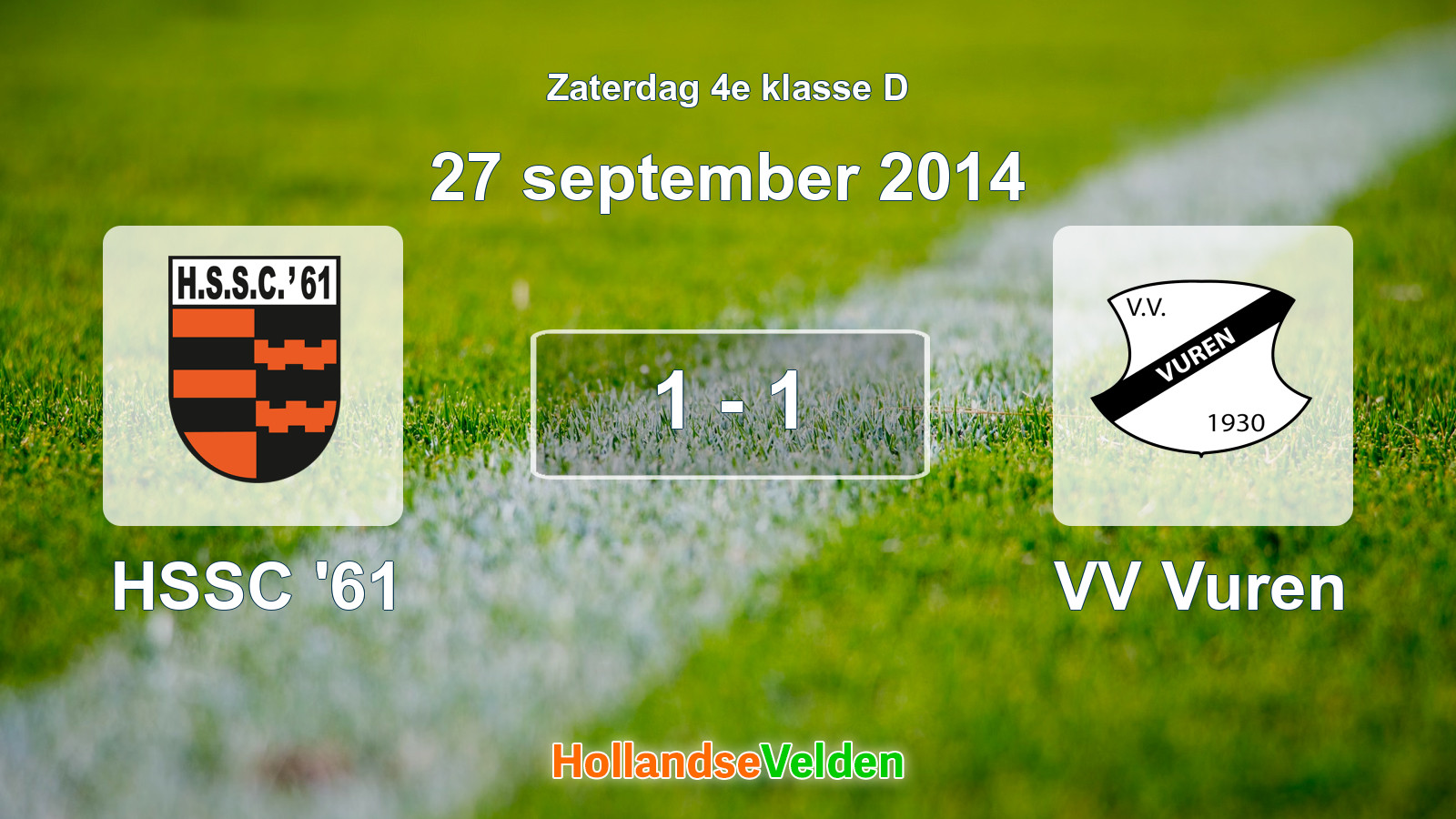 Gespeelde wedstrijd: HSSC '61 - VV Vuren 1 - 1 (27 september 2014)