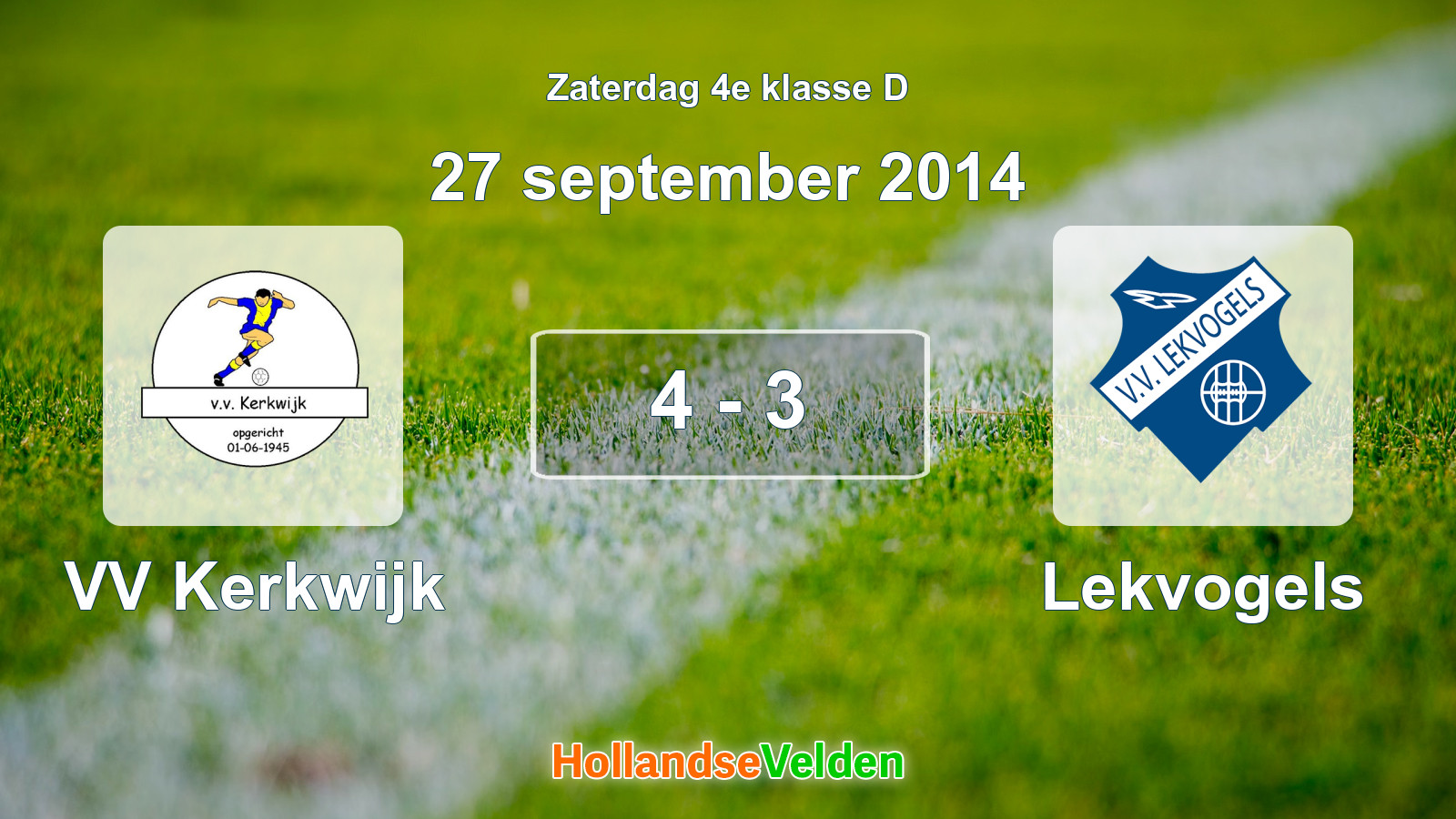 Gespeelde wedstrijd: VV Kerkwijk - Lekvogels 4 - 3 (27 september 2014)