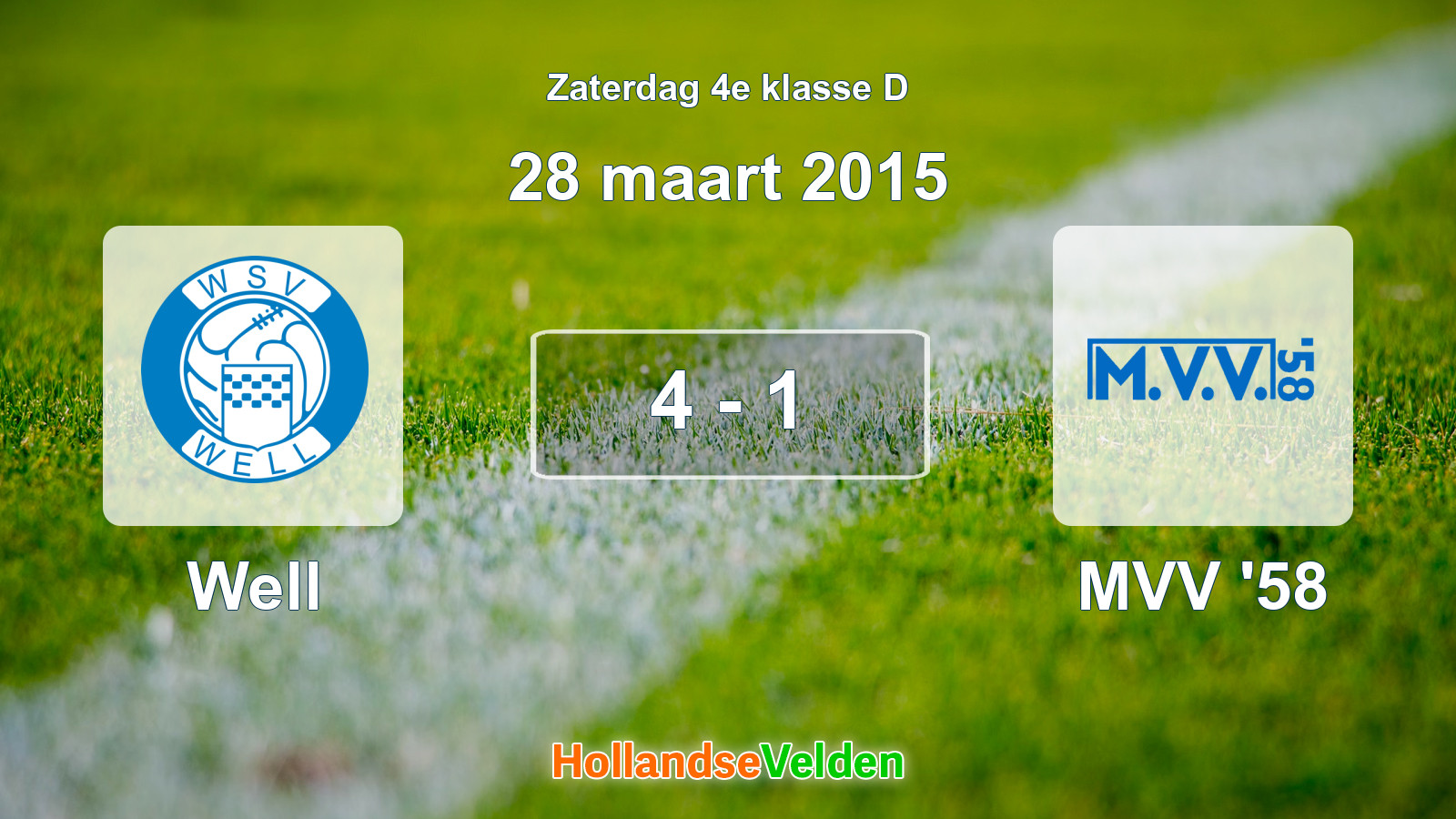 Gespeelde wedstrijd: Well - MVV '58 4 - 1 (28 maart 2015)