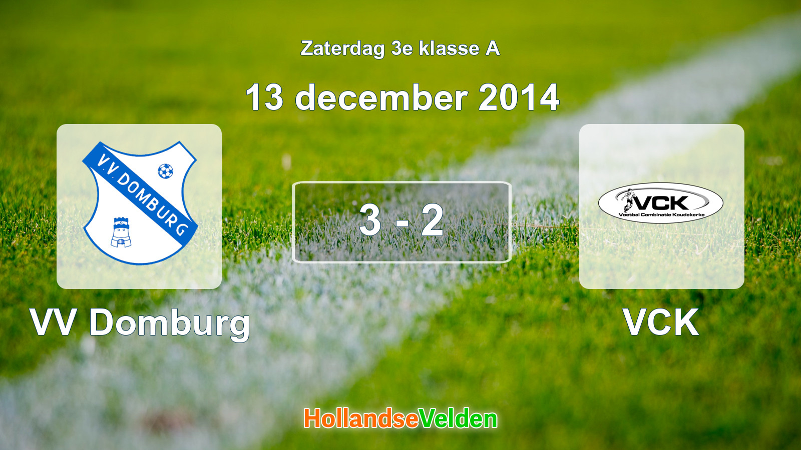 Gespeelde wedstrijd: VV Domburg - VCK 3 - 2 (13 december 2014)