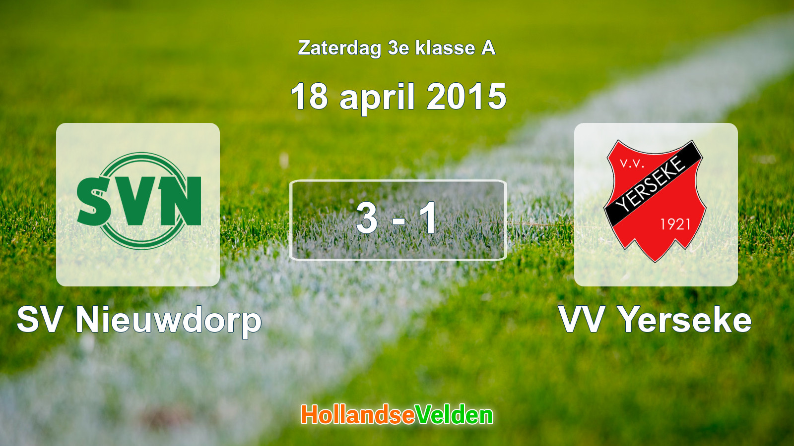 Gespeelde wedstrijd: SV Nieuwdorp - VV Yerseke 3 - 1 (18 april 2015)
