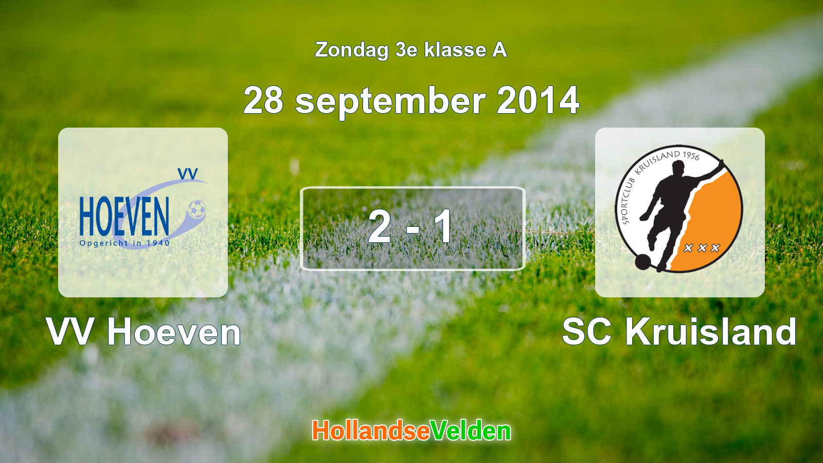 Gespeelde wedstrijd: VV Hoeven - SC Kruisland 2 - 1 (28 september 2014)