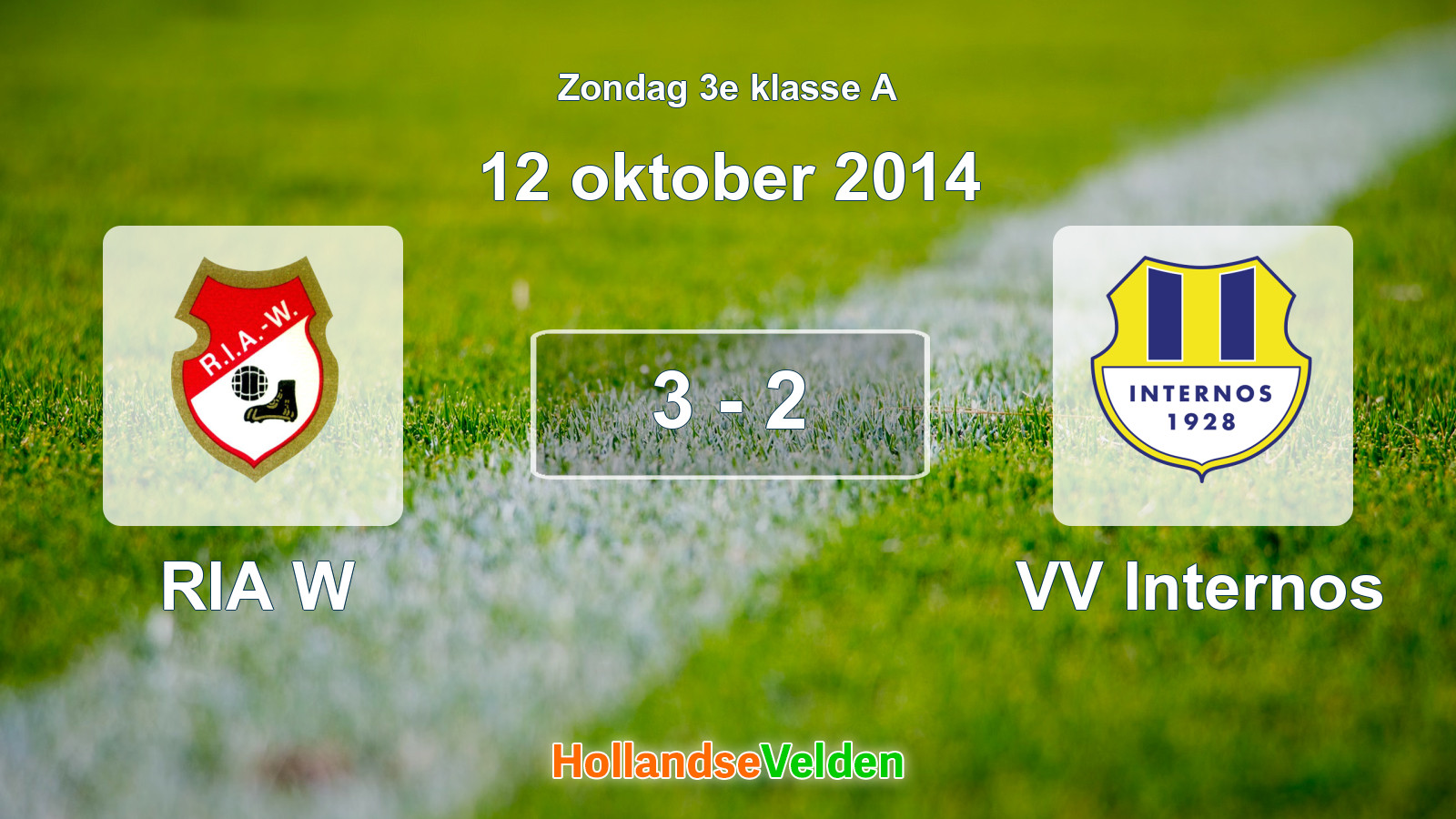 Gespeelde wedstrijd: RIA W - VV Internos 3 - 2 (12 oktober 2014)