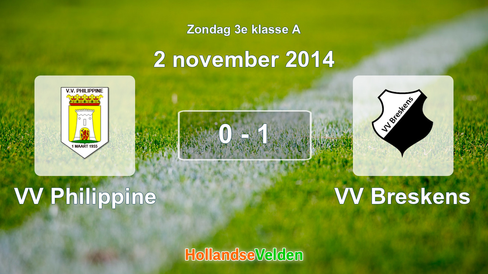 Gespeelde wedstrijd: VV Philippine - VV Breskens 0 - 1 (2 november 2014)