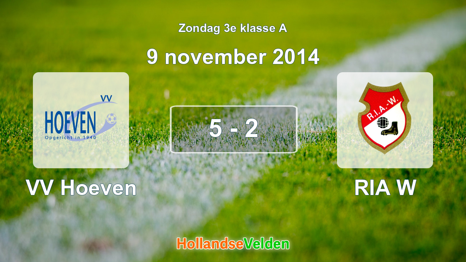 Gespeelde wedstrijd: VV Hoeven - RIA W 5 - 2 (9 november 2014)
