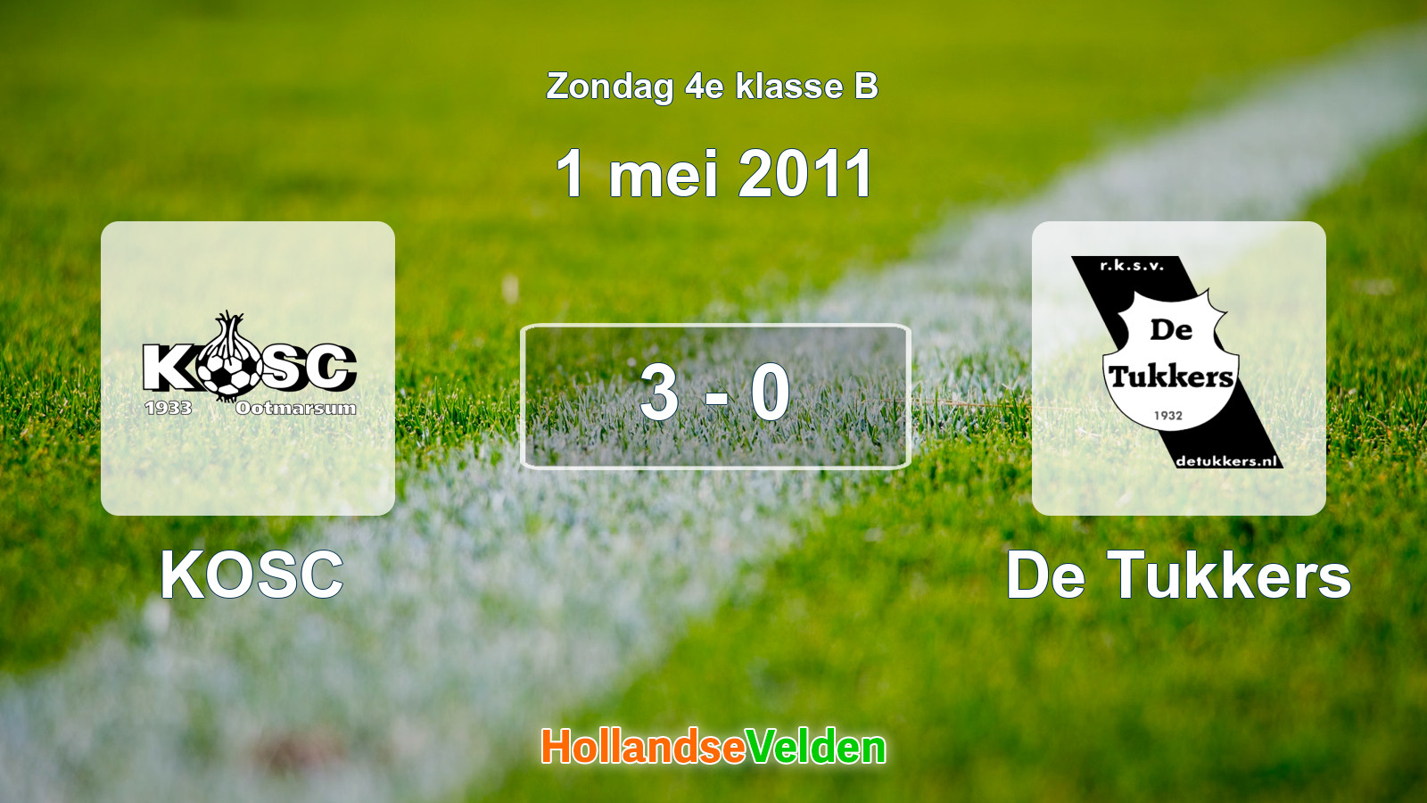 Gespeelde wedstrijd: KOSC - De Tukkers 3 - 0 (1 mei 2011)