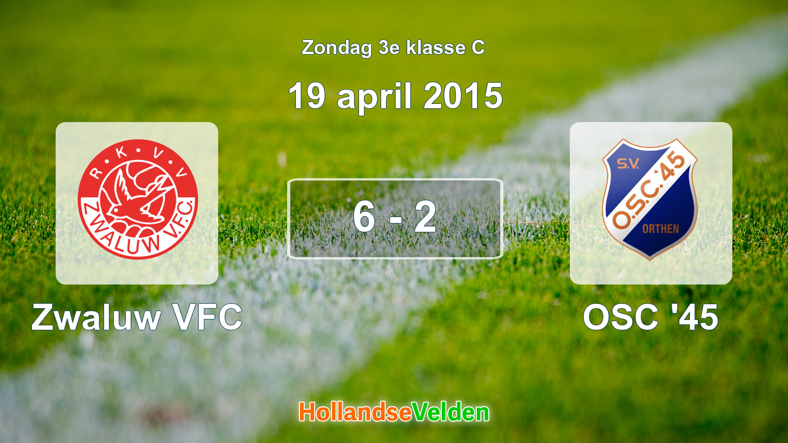 Gespeelde wedstrijd: Zwaluw VFC - OSC '45 6 - 2 (19 april 2015)