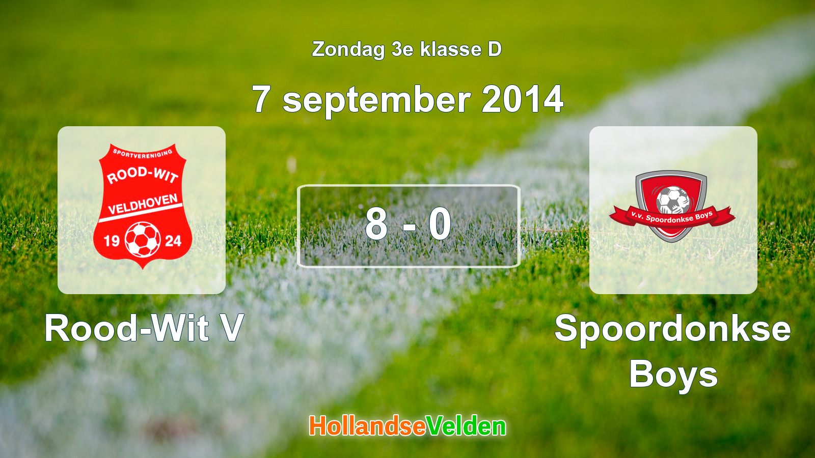 Gespeelde wedstrijd: Rood-Wit V - Spoordonkse Boys 8 - 0 (7 september 2014)