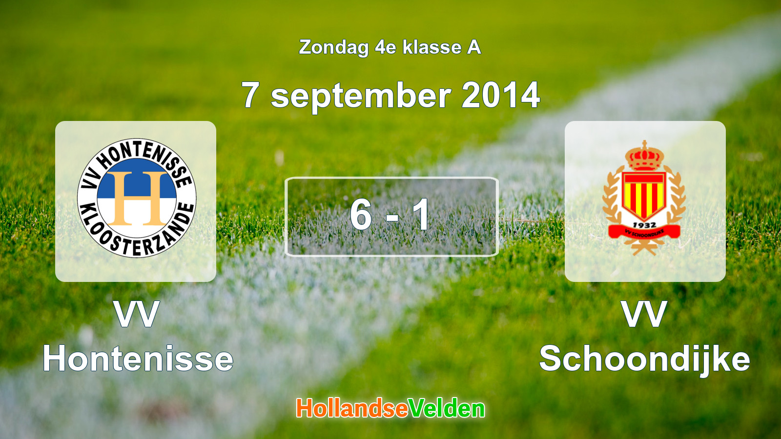 Gespeelde wedstrijd: VV Hontenisse - VV Schoondijke 6 - 1 (7 september 2014)