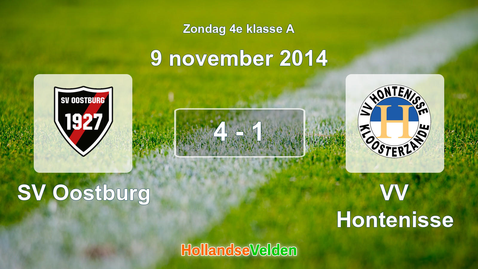 Gespeelde wedstrijd: SV Oostburg - VV Hontenisse 4 - 1 (9 november 2014)