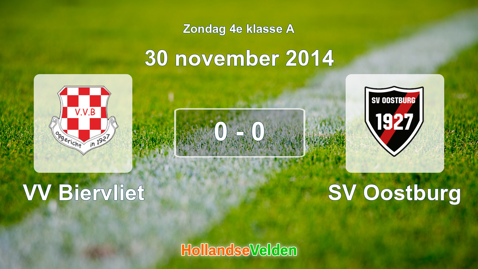 Gespeelde wedstrijd: VV Biervliet - SV Oostburg 0 - 0 (30 november 2014)