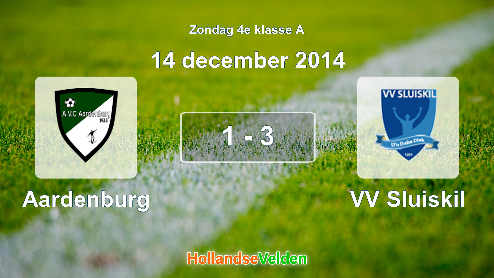 Gespeelde wedstrijd: Aardenburg - VV Sluiskil 1 - 3 (14 december 2014)