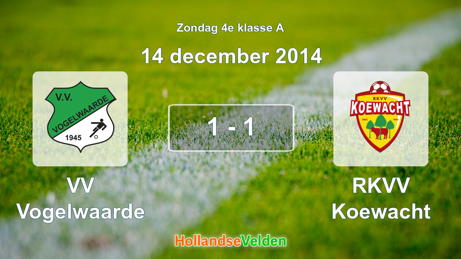 Gespeelde wedstrijd: VV Vogelwaarde - RKVV Koewacht 1 - 1 (14 december 2014)