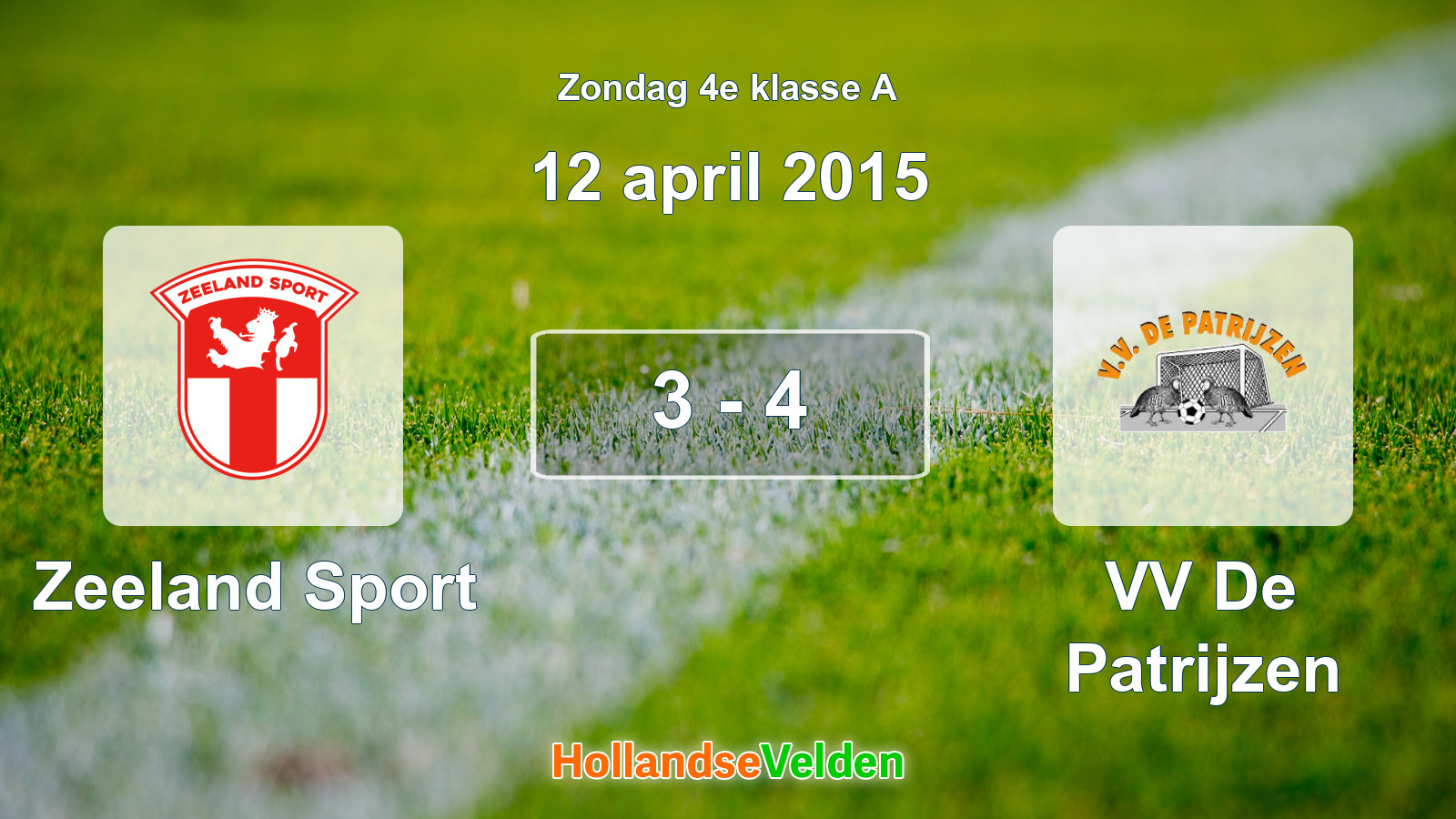 Gespeelde wedstrijd: Zeeland Sport - VV De Patrijzen 3 - 4 (12 april 2015)