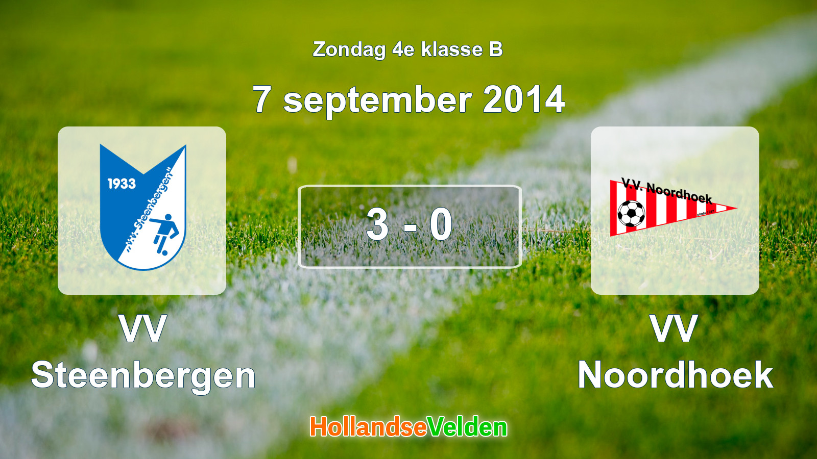 Gespeelde wedstrijd: VV Steenbergen - VV Noordhoek 3 - 0 (7 september 2014)
