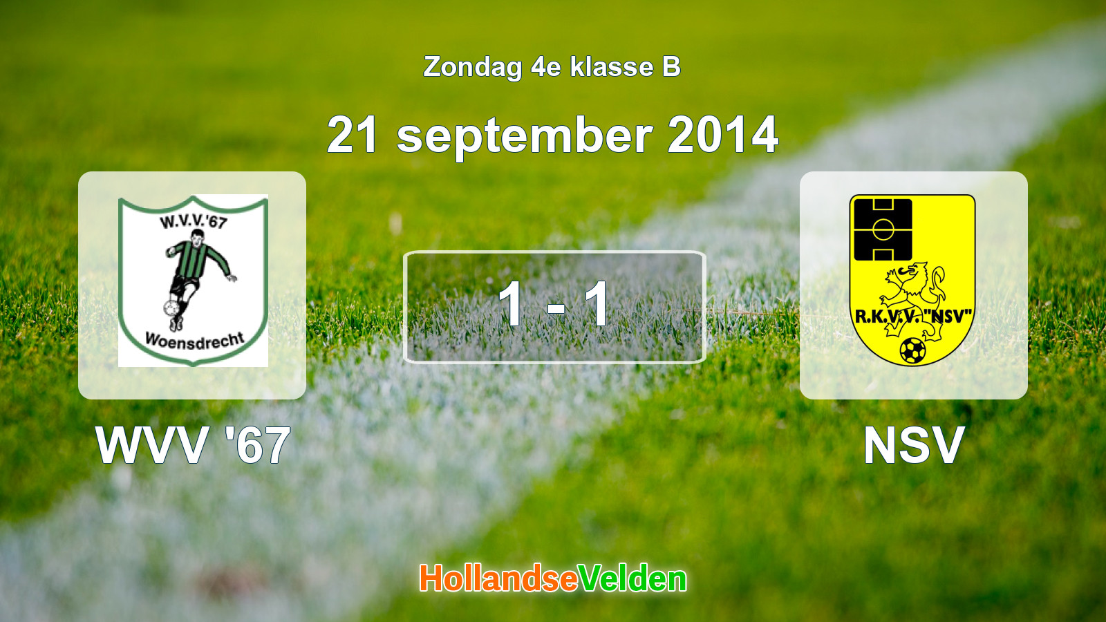 Gespeelde wedstrijd: WVV '67 - NSV 1 - 1 (21 september 2014)