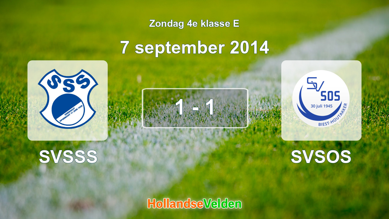 Gespeelde wedstrijd: SVSSS - SVSOS 1 - 1 (7 september 2014)