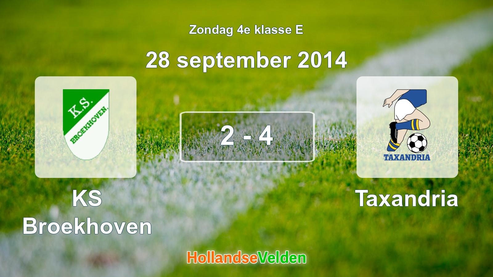 Gespeelde wedstrijd: KS Broekhoven - Taxandria 2 - 4 (28 september 2014)