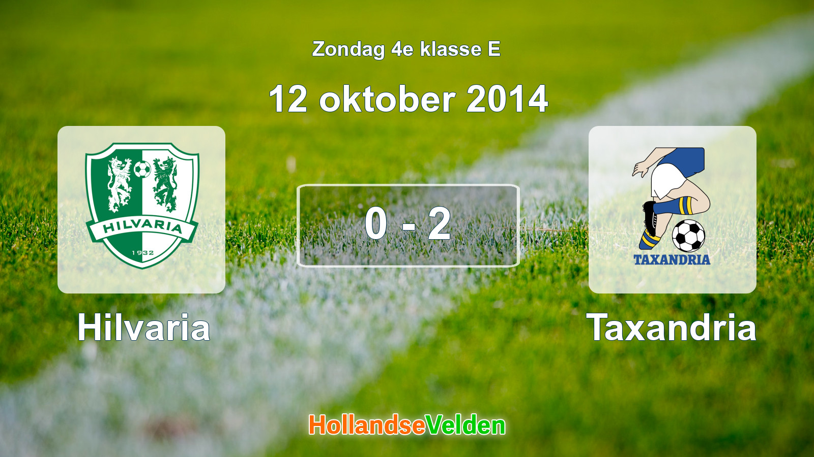 Gespeelde wedstrijd: Hilvaria - Taxandria 0 - 2 (12 oktober 2014)