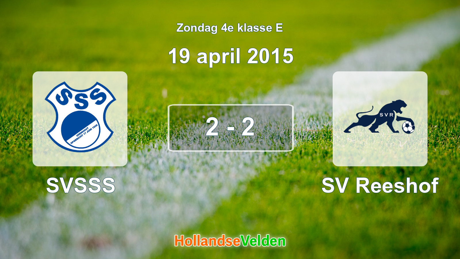 Gespeelde wedstrijd: SVSSS - SV Reeshof 2 - 2 (19 april 2015)