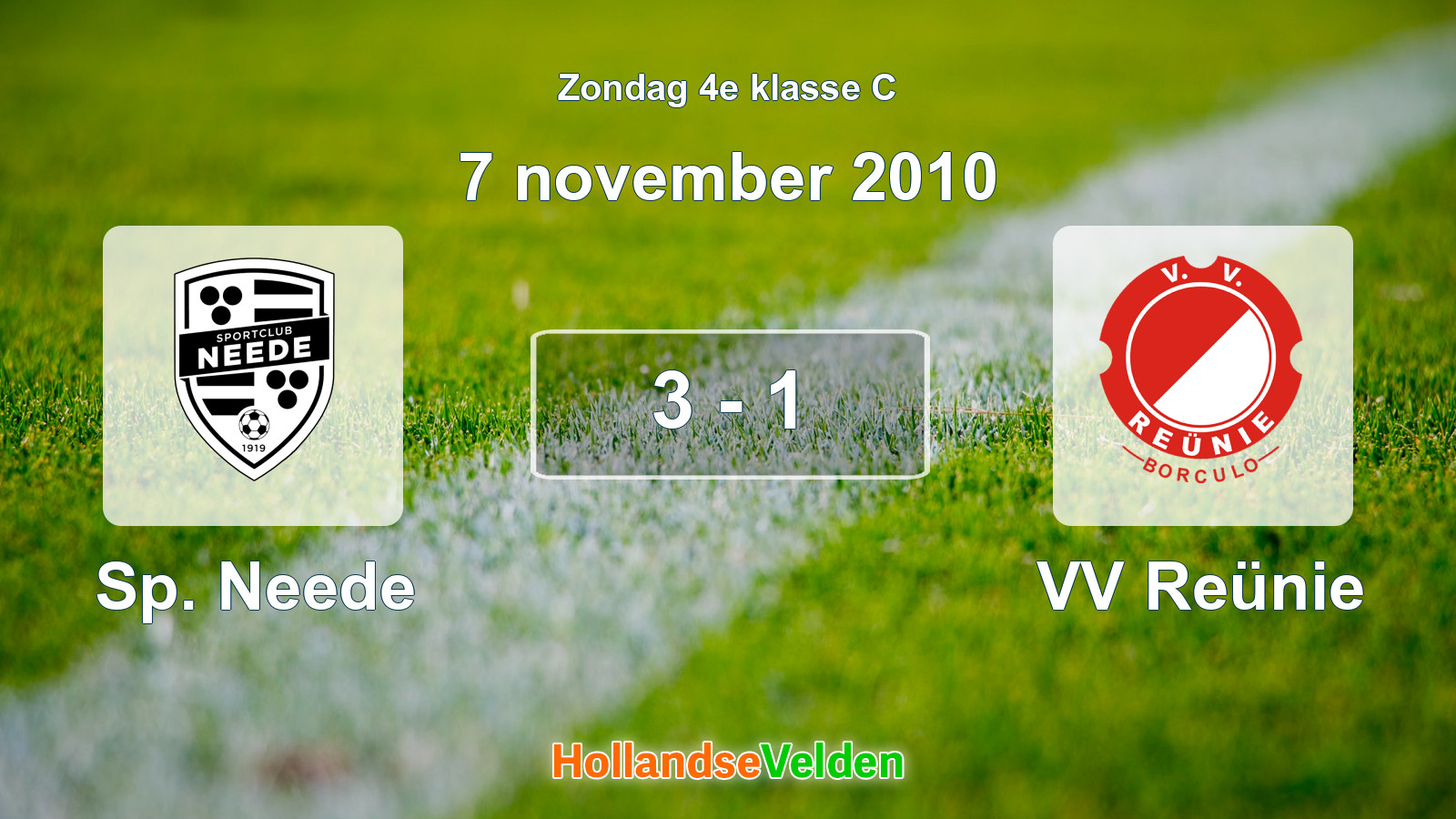 Gespeelde wedstrijd: Sp. Neede - VV Reünie 3 - 1 (7 november 2010)