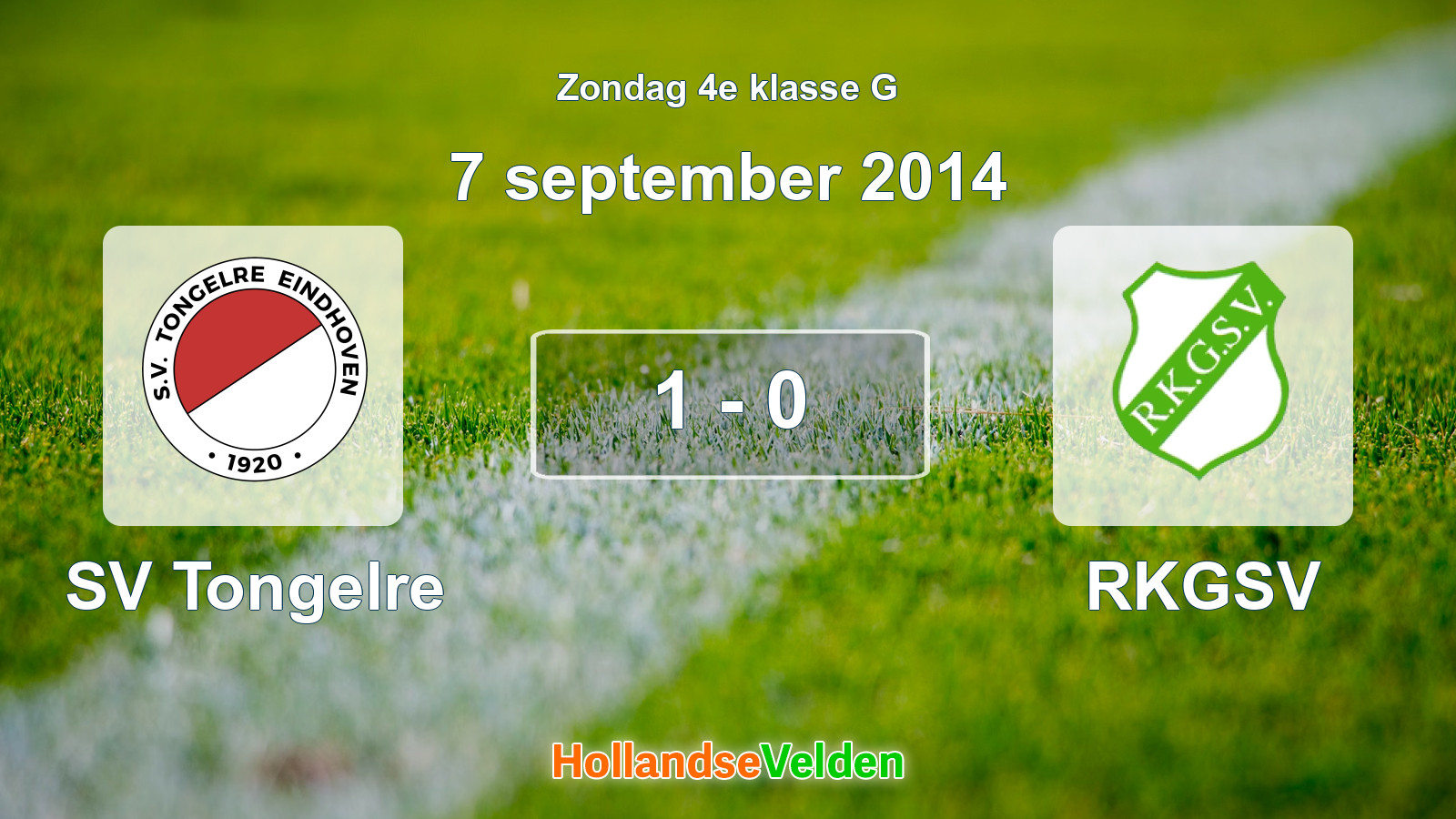 Gespeelde wedstrijd: SV Tongelre - RKGSV 1 - 0 (7 september 2014)