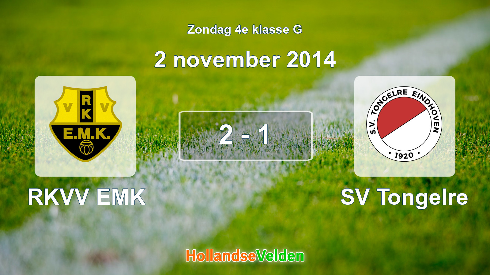 Gespeelde wedstrijd: RKVV EMK - SV Tongelre 2 - 1 (2 november 2014)
