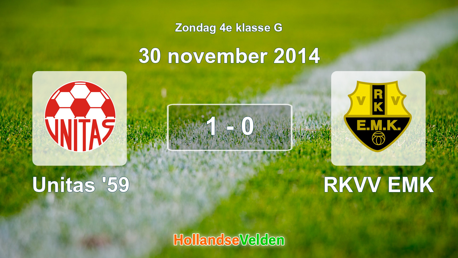 Gespeelde wedstrijd: Unitas '59 - RKVV EMK 1 - 0 (30 november 2014)