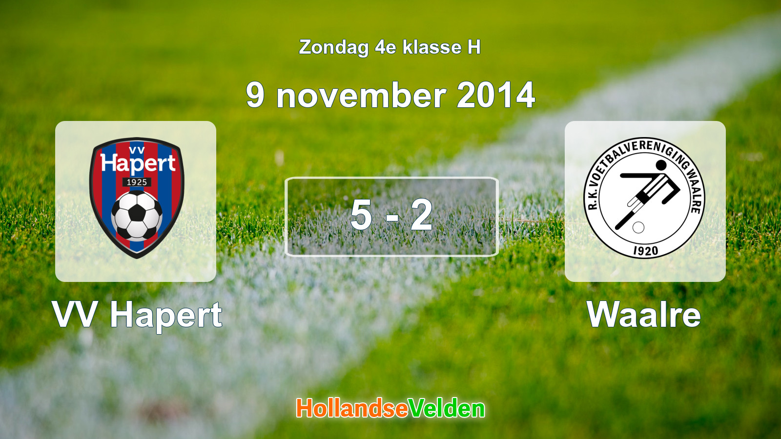 Gespeelde wedstrijd: VV Hapert - Waalre 5 - 2 (9 november 2014)