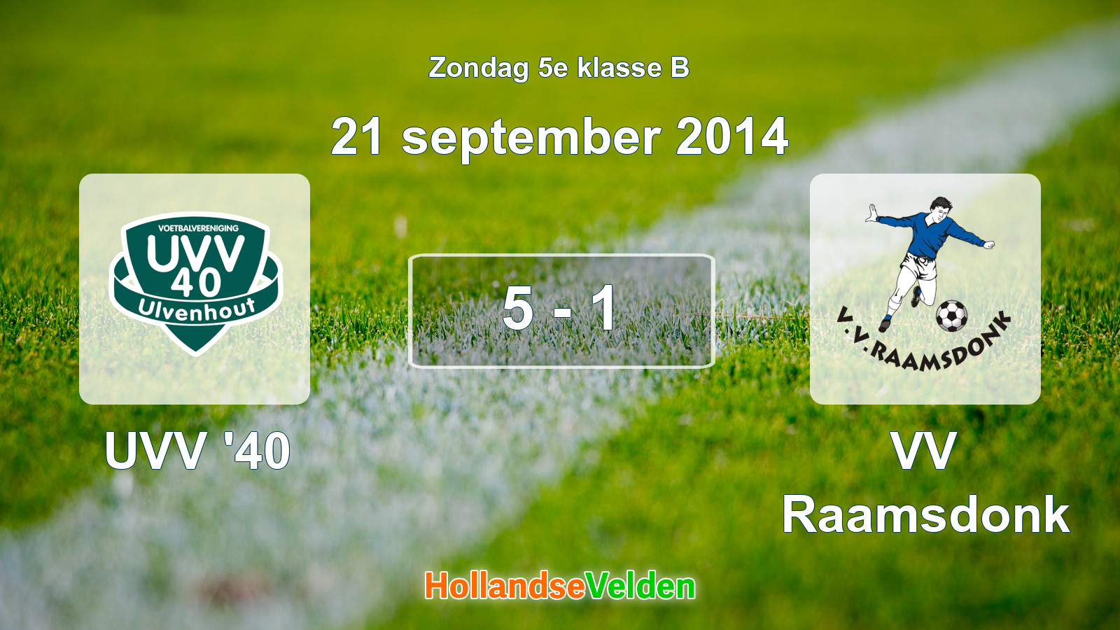 Gespeelde wedstrijd: UVV '40 - VV Raamsdonk 5 - 1 (21 september 2014)