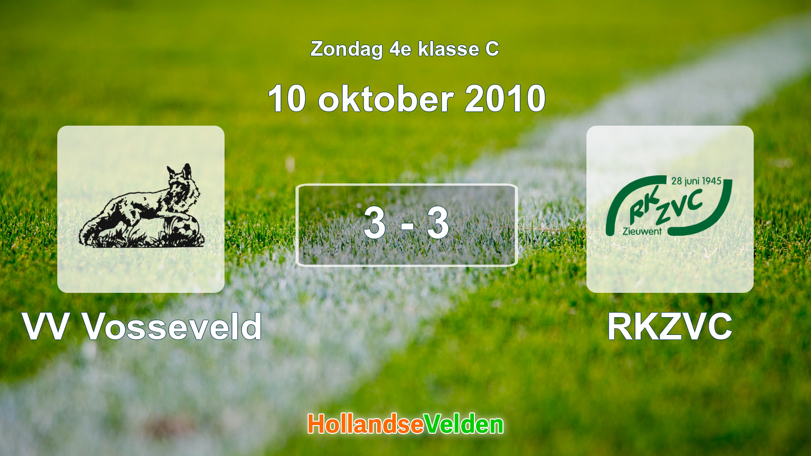 Gespeelde wedstrijd: VV Vosseveld - RKZVC 3 - 3 (10 oktober 2010)