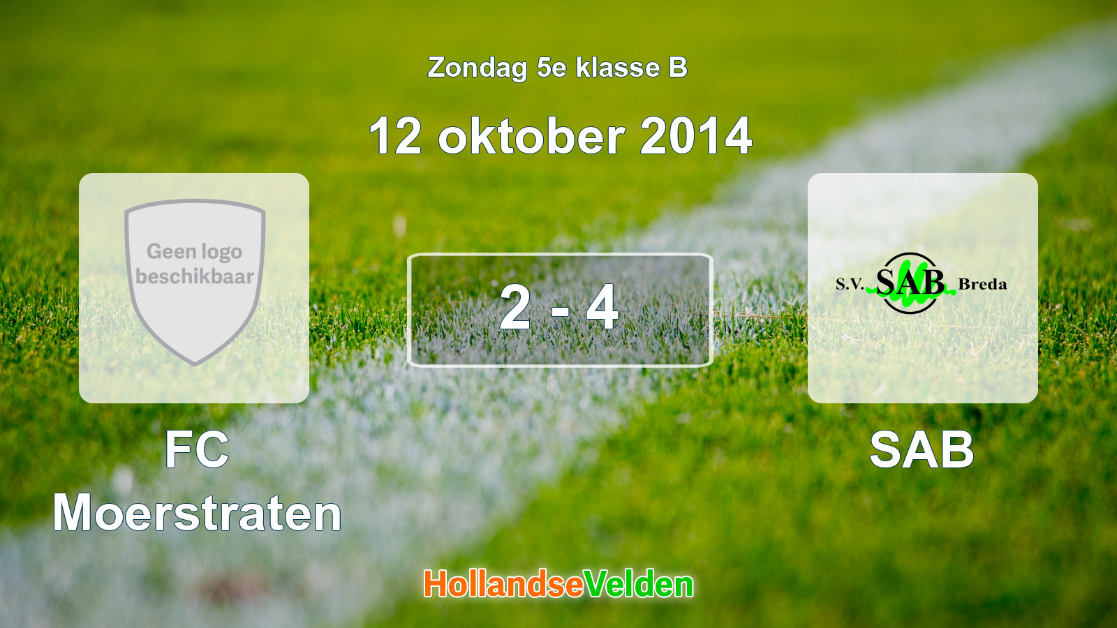 Gespeelde wedstrijd: FC Moerstraten - SAB 2 - 4 (12 oktober 2014)
