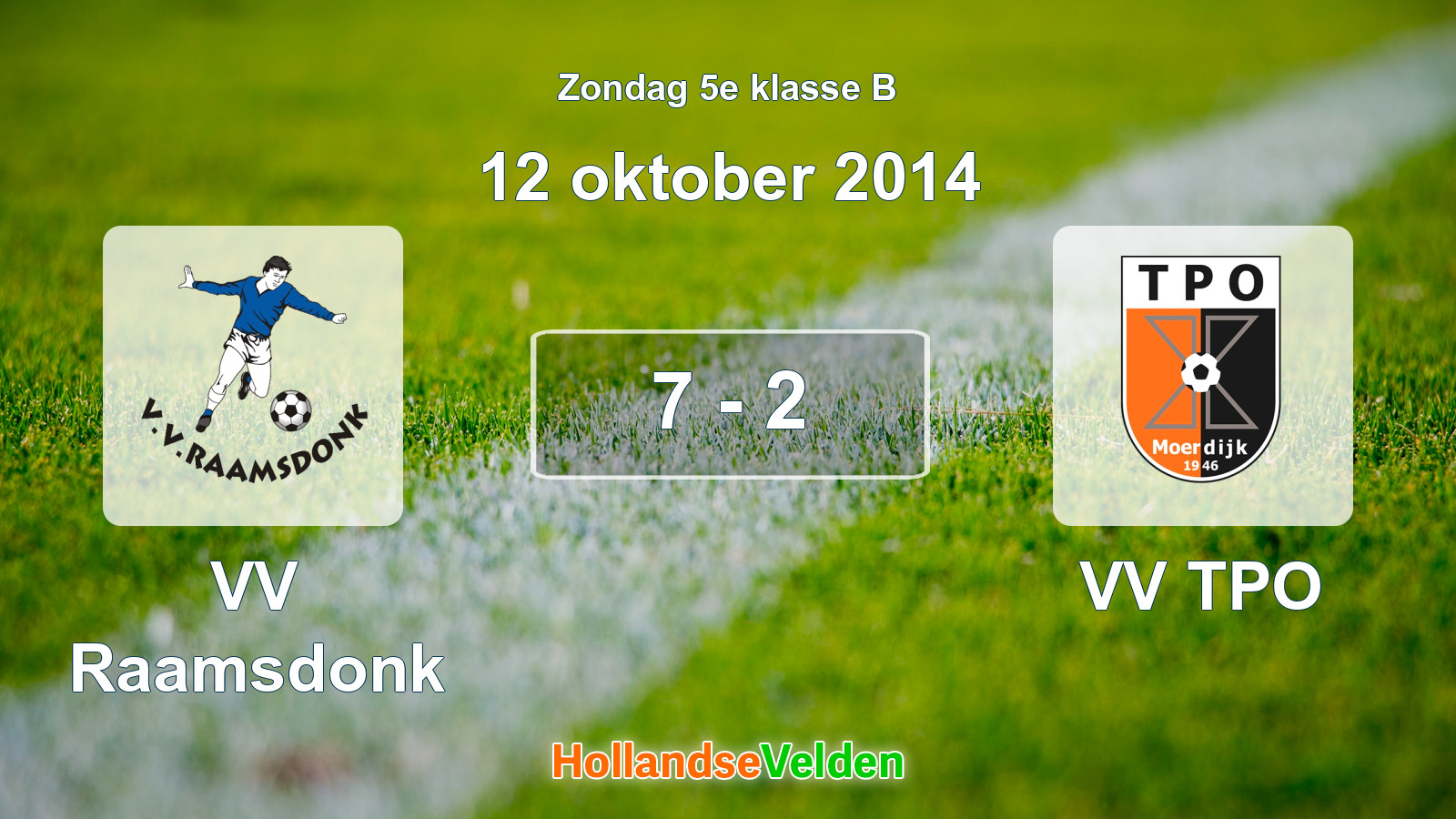 Gespeelde wedstrijd: VV Raamsdonk - VV TPO 7 - 2 (12 oktober 2014)