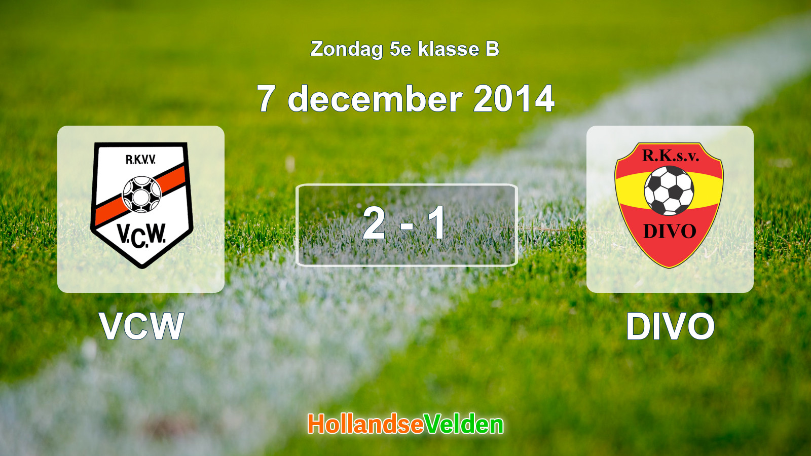Gespeelde wedstrijd: VCW - DIVO 2 - 1 (7 december 2014)