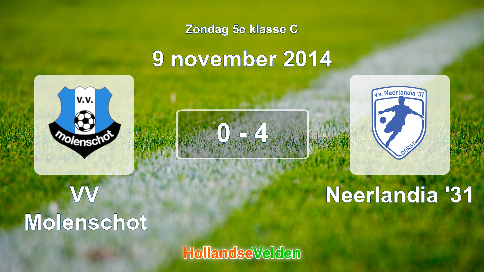 Gespeelde wedstrijd: VV Molenschot - Neerlandia '31 0 - 4 (9 november 2014)